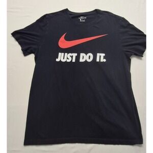 Nike Tee Shop men's black graphic Just Do It crew neck t-shirt sz. L